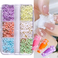 3D Resin 6 Grids Macaron Five-petal Flowers Nail Art Deaoration Small Mixed Nail Ball/Crystal Access