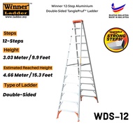 Winner 12-Step Aluminium Double-Sided TanglePrufTM Ladder 150Kg Duty Rating Ladder Tangga