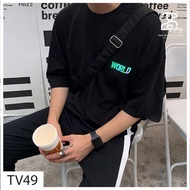 Clothing Basic Unisex Cotton Oversize Wide Form Cheap T-shirt Printed World Personality TV49