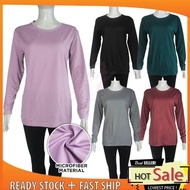 gok054j4 (LK) LADY/WOMEN MUSLIMAH PLAIN MICROFIBER BLOUSE LONGSLEEVES T-SHIRT SIZE M-7XL (BAJU PEREM