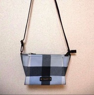Burberry Blue label 藍灰格子 單肩包 斜孭袋