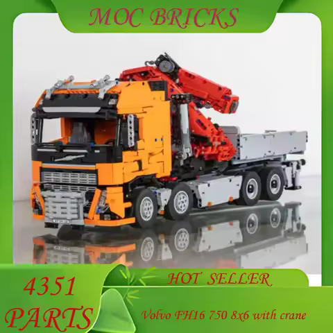 Customize 4351 Parts Main Transporter Electric Crane High-Tech FH16 750 8x6 with Crane Building Bloc