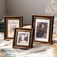 1Pc High-End Retro Brown Gold Frame Wall Art, 8x10/5x7 Photo Frame Set With Matte, Antique Picture F