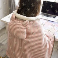 尚野家 - 多功能電熱毯暖手寶【72*112cm |USB無線充電|雙面絨材質|條紋粉色】可水洗發熱披肩 戶外露營擋風斗篷 USB電熱暖氈 辦公室加熱毯 暖身蓋毯毛毯 午睡毯 - HG7212-PK