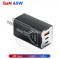 Kuulaa 65W GaN Fast Charging Wall Charger 3-Port Compact and Foldable Fast Charger for iPhone 16 15 