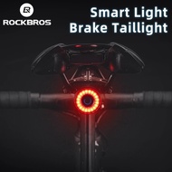 ROCKBROSจักรยานไฟท้ายMTBจักรยานเสือหมอบขี่จักรยานกลางคืนไฟท้ายสมาร์ทเบรกเซ็นเซอร์ไฟเตือนกันน้ำ