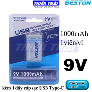 Pin sạc 9V BESTONpin sạc USB 9V9VC-10CVpin sạc Li-ion 9Vpin 9V Lithium3700mWh(1000mAh)Pin chính hãng