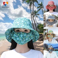 UV Women Bucket Hat Sun Visor Cap Dust Mask Hat Tea Picking Cap New Bucket Hat Protect Neck Anti-uv Sunscreen Hat With Mask Fisherman Hat Outdoor