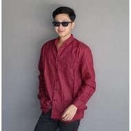 KEMEJA SHIRT FENNEL MAROON LONGPOLOS