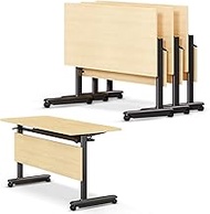 YVYKFZD Folding Conference Table, Mobile Meeting Tables with Wheels and Baffle, Rolling Training Tab