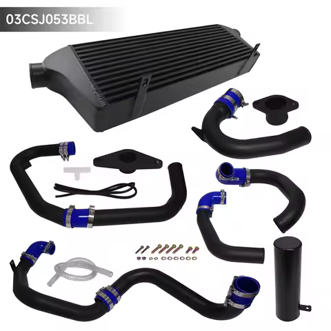 Full Black Aluminum Intercooler Kit & Overflow Tank Fits for Subaru Impreza WRX STI 2L/2.5L 2008-201