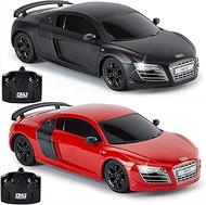 CMJ RC CARS Twin Pack: Officially Licensed Audi R8 Set in Red & Black - Perfect for Racing Fans & Co