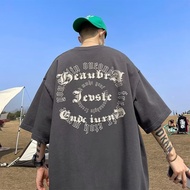 Men's Loose Short Sleeve T-shirt, Street Creative Font Style, English Text Print Creative Font, Roun