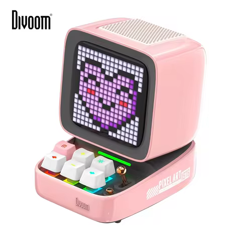 Divoom Ditoo-Pro Retro Pixel Art Bluetooth Portable Speaker Alarm Clock DIY LED Display Board, Cute 
