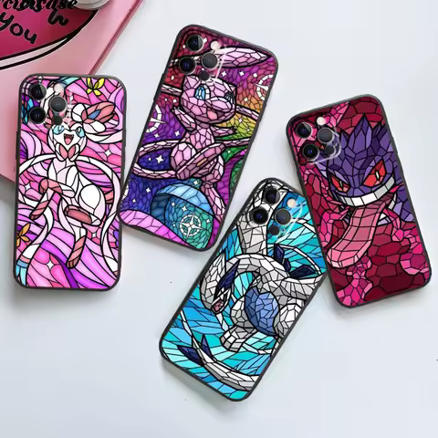 Anime Cool Art P-Pokemones For Apple iPhone 16 15 14 13 12 11 XS XR X Pro Max Plus Mini Black TPU Ph
