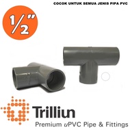 Pipe Connection 1/2" Pipe TEE 1/2" TRILLION - T Branch three PVC pipe connection PVC Tee Pipe Connec