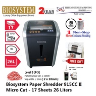 Biosystem Paper Shredder 915CC II Micro Cut 17 Sheets 26 Liters 1 Hour Non Stop MESIN PERINCIH