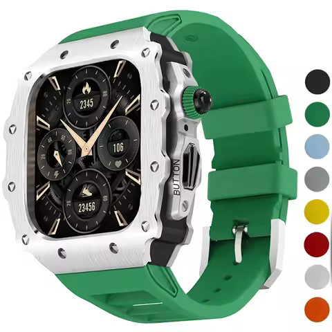 Luxury Modification Kit for Apple Watch S11 S10 46mm Silicone Strap for IWatch 9 8 7 6 5 44 45mm Sta