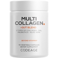 Codeage Multi Collagen + Gut Blend Supplement - Probiotik Pencernaan, DGL Licorice, Aloe Vera, Daun 