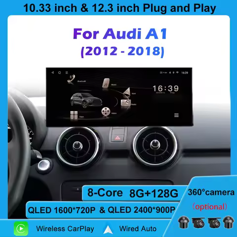 12.3" For Audi A1 2012-2018 Android 16 Car Multimedia Radio Screen WIFI 4G BT DSP Monitor Stereo Car