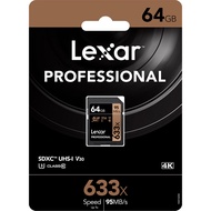 Lexar 633X Professional 64GB V30 U3 SDHCTM/SDXCTM UHS-I Memory Cards (up to 95MB/s read, Write 45MB/
