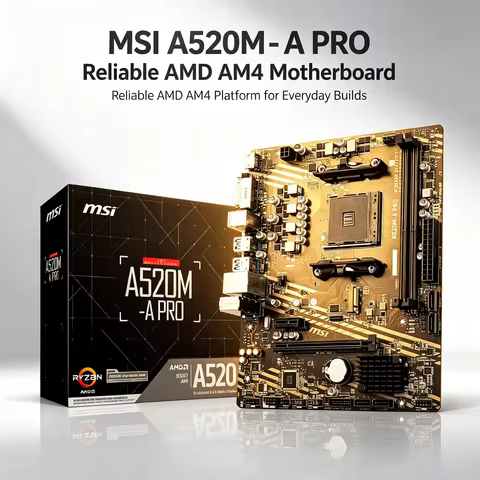 MSI A520M-A PRO Motherboard A520M Socket AM4 2x DDR4 64GB M.2 Micro-ATX support Ryzen 5700X 5600G 53