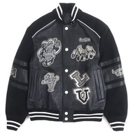 全新未使用LOUIS VUITTON 2023 春夏系列 RM231M 印花皮革棒球夾克，黑色，46 碼，含衣架，意大利製造，正品，男士