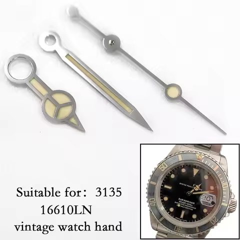 Suitable for 3135 Movement Green Luminous Retro Watch Hand for the 16610LN