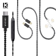 KBEAR CX01 Earphone Cable Type-C Plug With Microphone 2m Length 4 Strands Oxygen-free Copper Headset