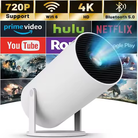 Mini Projector Portable Cannon Style 720P WiFi 6Bluetooth 5.0 4K HD Support for Netflix YouTube Prim