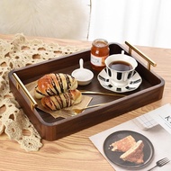 North American Black Walnut Large Tray with Handle Rectangular43cm Mortise and Tenon Tea Tray Dining