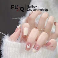 Nailbox Fu2Q - Pink and White Design Fake Nails with Heart