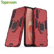 Topewon for OPPO A91 Reno 3 Pro Phone Case Silicone TPU Hard PC Luxury Armor Shockproof Metal Ring Holder Cover Casing