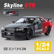 LEO 1:24 NISSAN GTR R34 Livery Diecast โมเดล รถอัลลอยด์รถยนต์ของเล่นคอลเลกชันของขวัญสําหรับเด็กชายสา