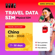 China SIM Card 7 - 15 days 1GB - 5GB Data | 4G/5G | Zero1 2GO full speed Travel Data SIM
