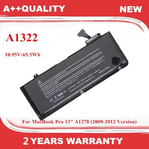 New A1322 Laptop Battery For MacBook Pro 13 inch A1278 (2009-2010-2011-2012) 10.95V 65.5Wh