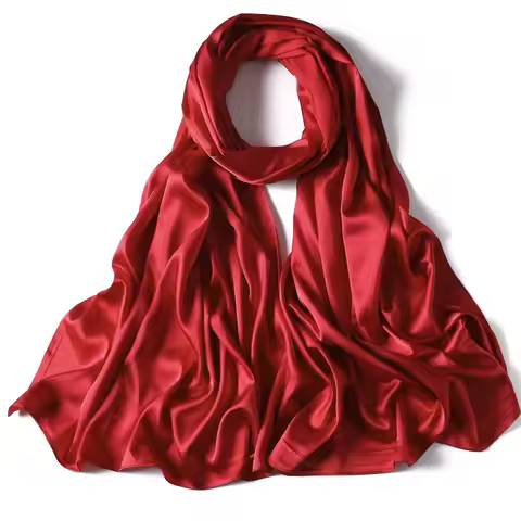 Women's Satin Solid Shiny Long Scarf, Faux Silk Multi-Use Pashmina Shawl, Versatile Neck Wrap & Head