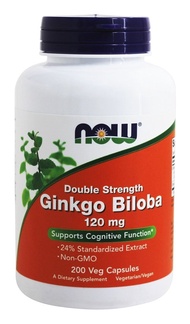 Now Foods, Ginkgo Biloba, Double Strength, 120 mg, 200 Veg Capsules