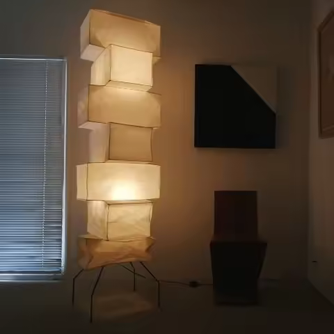 Akari Noguchi LED Floor Lamp Japanese Rice Paper Lantern Bedside Study Hotel Art Decor Standing Ligh