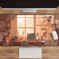 Anime Aesthetic Desk Mat | Cozy Office &amp; Plant Decor | Lofi Desk Mat | Romance Academia Deskmat | Large, Extended Mouse Pad | Urban Desk Mat