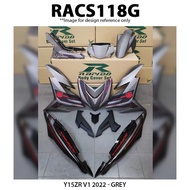 Cover Set Rapido Y15ZR V1 V2 2022 Yamaha Ysuku Grey Color Accessories Motor Y15 Kelabu Warna 2k22 Tahun Year2022