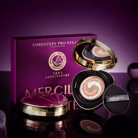 Mercilen Water-Gloss Flawless Three-Color Skin-Nourishing Cushion Bb Cream 15g*2, Cc Liquid Foundati