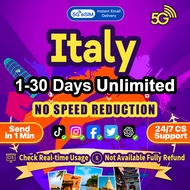 Italy eSIM 5G High Speed 1-7 Days Unlimited Data Europe eSIM Card