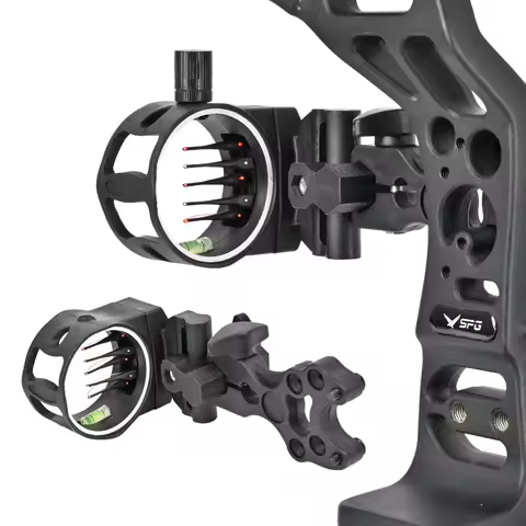 Archery Compound Bow Sight 5 Pin Adjustable Composite Bow 0.019" Bright Fiber-Optic Hunting Shooting