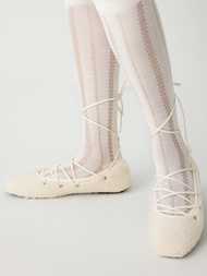 Cider Tie Leg  Faux Shearling Ballet Flat Mary Jane Shoes | Knitwear Sale