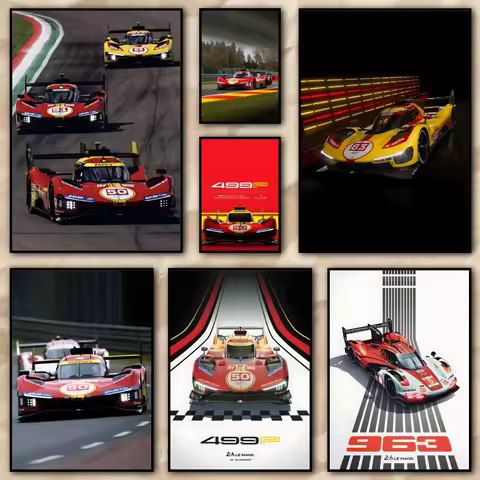 Le Mans Red 499P Supercar Painting Calligraphy HD Canvas Poster living room bedroom bar aesthetic de