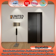 United Aluminum Co Id Aluminum Door Striped Motif Type P113 White Silver Black Brown Size L90 x H210