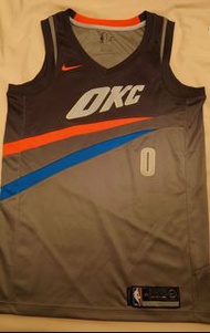 NIKE 耐吉 NBA Oklahoma City Thunder 奧克拉荷馬雷霆隊 City Edition 城市版 西河 Russell Westbrook DRI-FIT 材質籃球球衣 Jersey