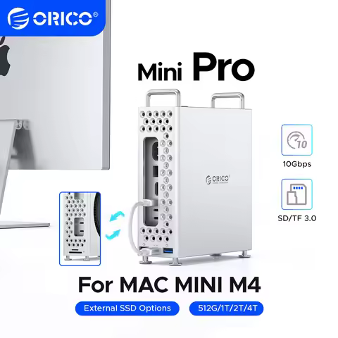 ORICO MiniPro USB Hub 10Gbps Expansion Docking Station for Mac Mini M4 Pro M.2 SSD Enclosure Apple A