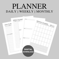 Daily, Weekly & Monthly Planner | A4 Size | Printable PDF | Daily Planner | Weekly Planner | Monthly